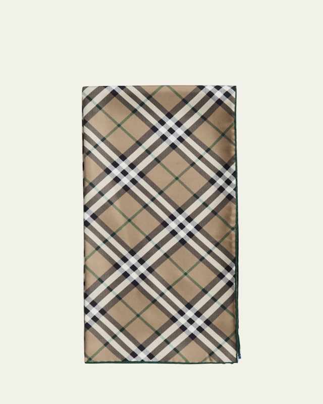 Check Silk Square Scarf
